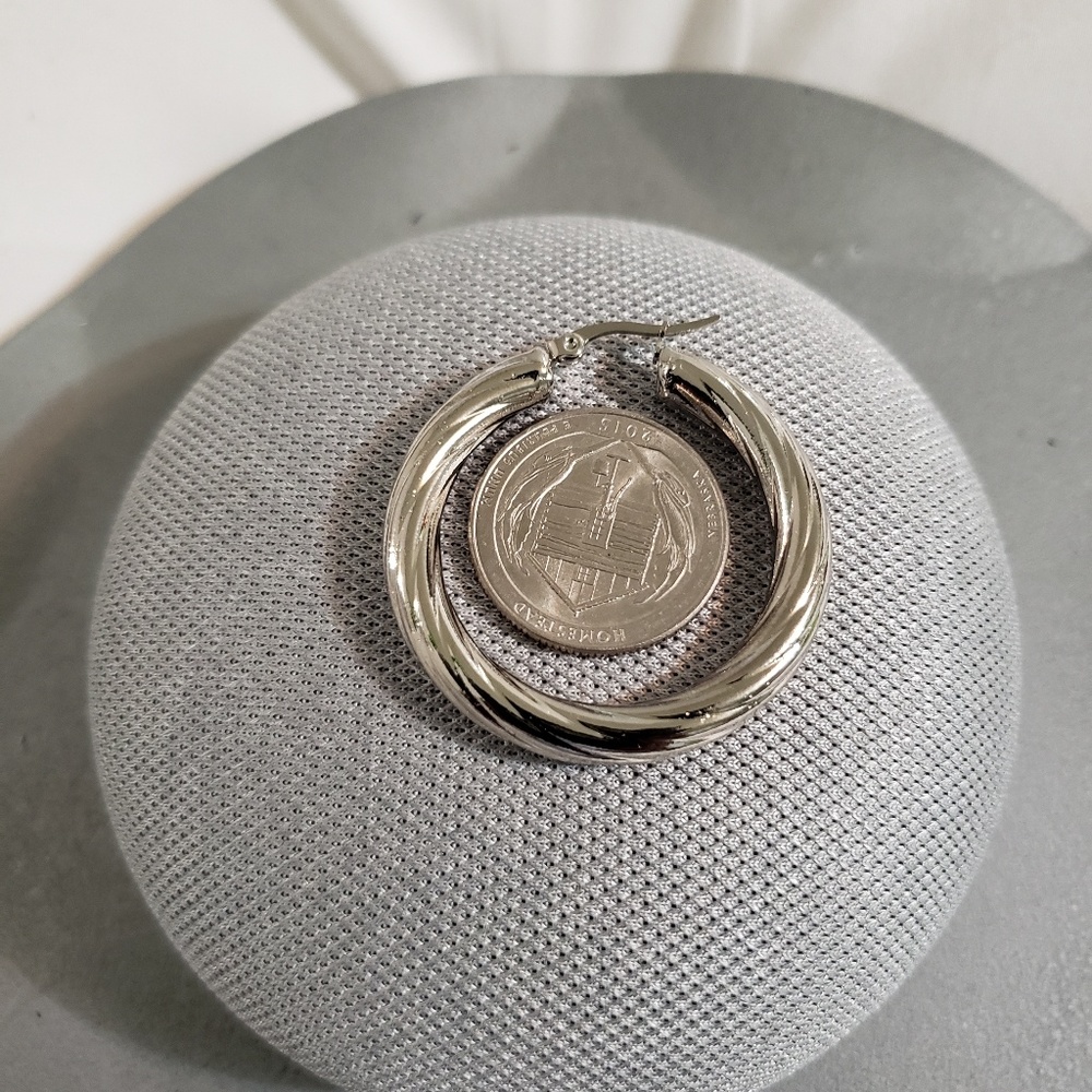 Stainless Steel Thick Hoop Earrings(40mm)